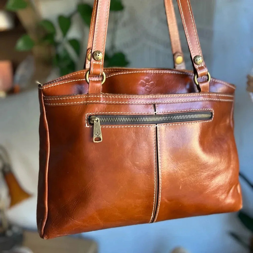 Patricia Nash Heritage Collection Tan Leather Poppy Tote Bag Shoulder Handbag - Picture 3 of 16